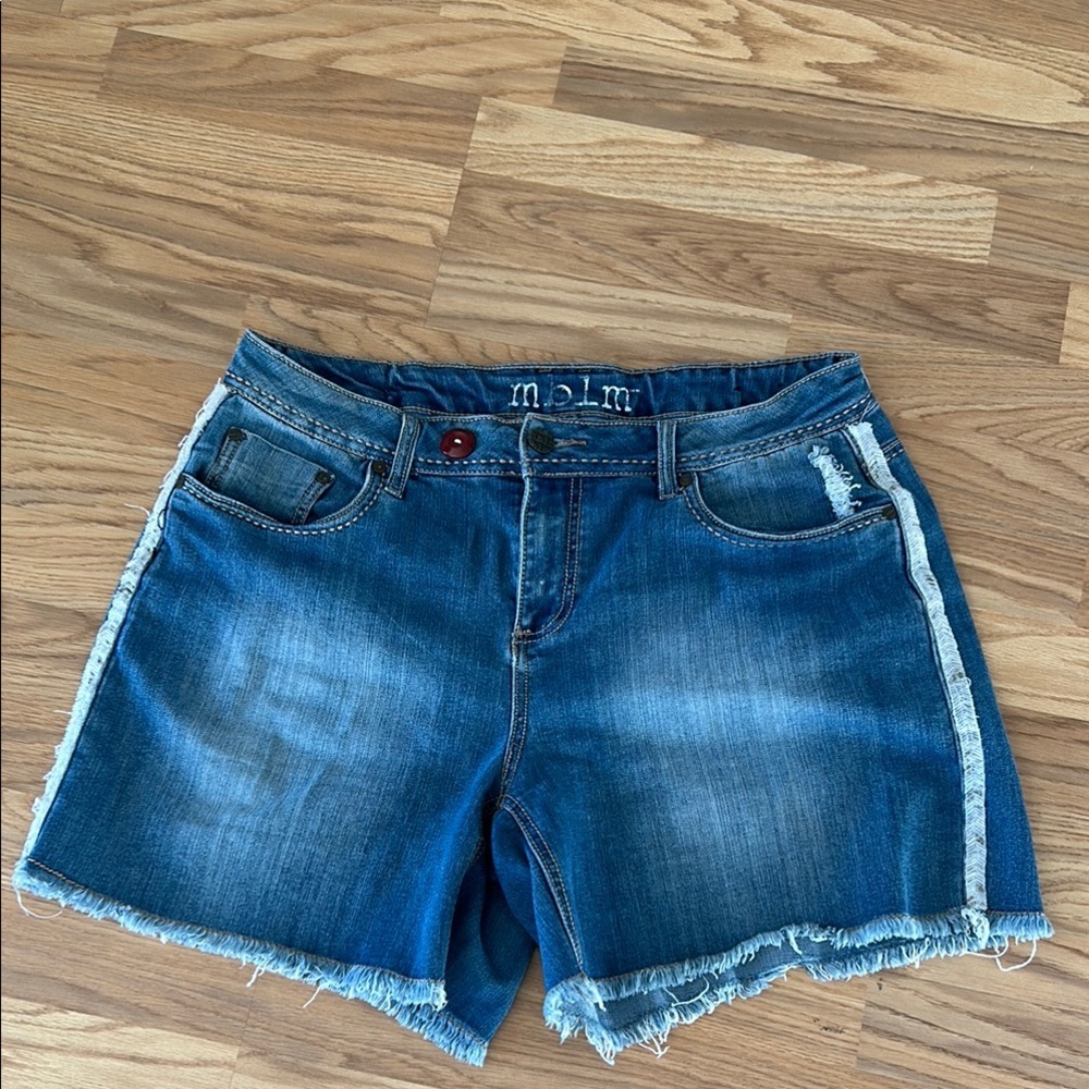 mblm Blue Jean Shorts with Distressed Hem